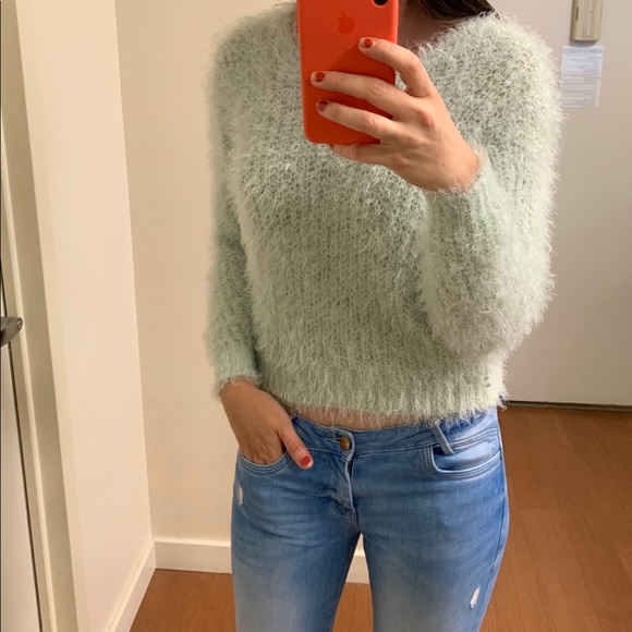 Boxy Mint Fuzzy Sweater - Picture 6 of 6